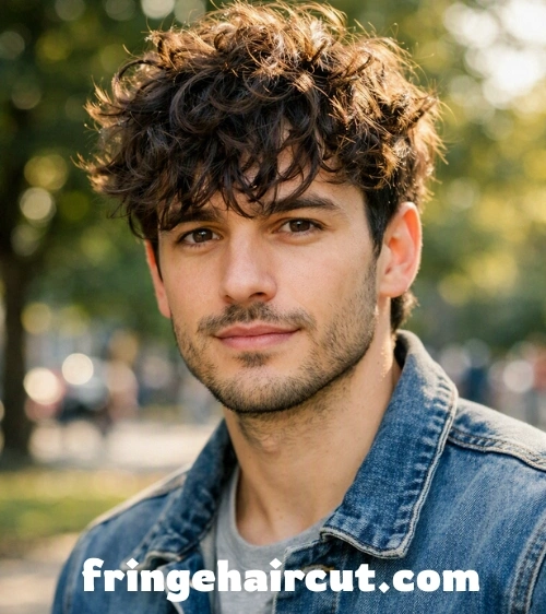 Fringe Haircut: Bold & Stylish Looks Men Will Love 14 Curly Messy Fringe