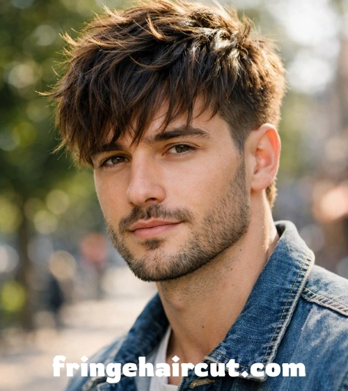 Fringe Haircut: Bold & Stylish Looks Men Will Love 22 Messy Fringe with Taper