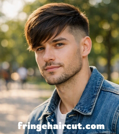 Side Swept Fringe with Taper Fade
